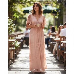 Pinkblush Lace Maxi Dress in Soft Pink